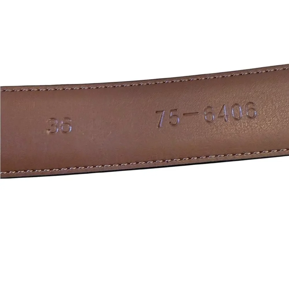 Johnston & Murphy Classic Black Leather Men's 36 Belt with Polished Brass Buckle